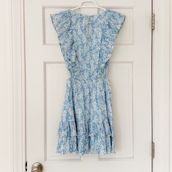 NWT MINKPINK dress size S blue white ruffles cottagecore floral - Picture 5 of 9
